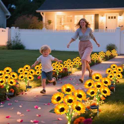 6 Pack Sunflower Solar Garden Lights Decorative Solar Landscape Lights (2 Count)