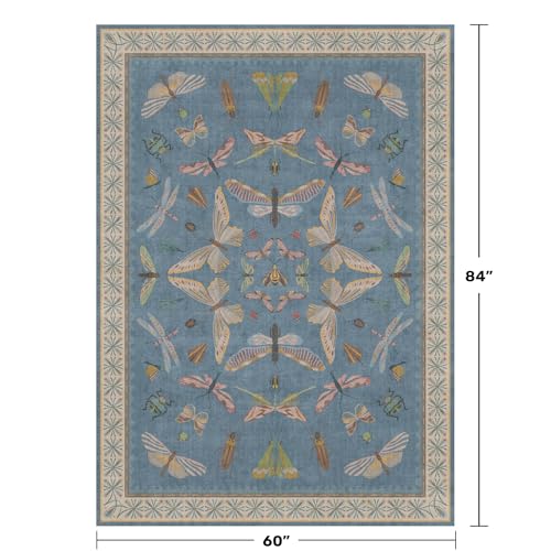 Blue Washable Kids Playroom Rug (35 Sq Ft)