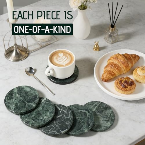 Marble Coasters Set of 6 Green (6 Count)