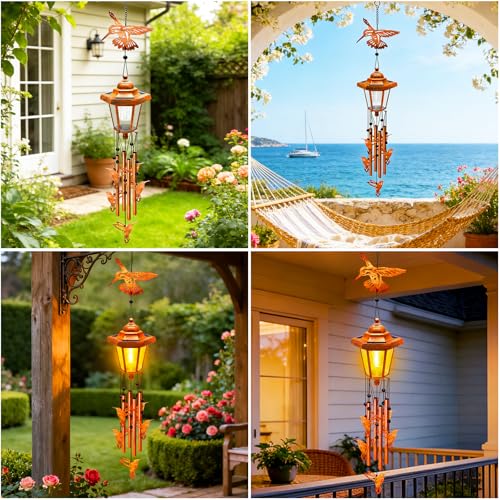 Hummingbird Solar Wind Chimes for Outside