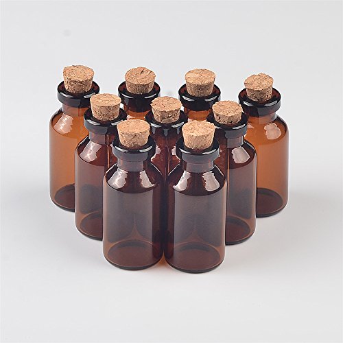 5ml Amber Glass Vials with Cork Empty Brown Tiny Glass Jars Mini Glass Bottles Vials Jars Containers 50units (50 Count)