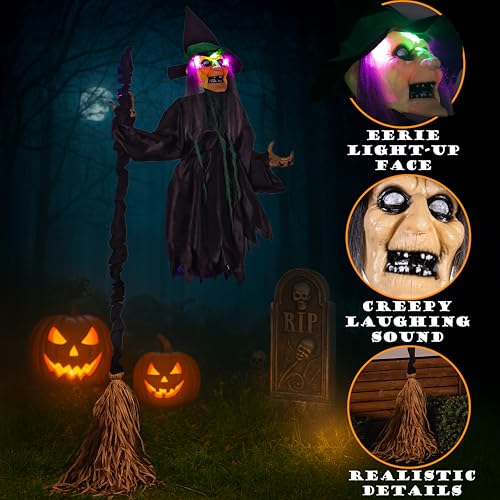 Evergreen Flying Witch Stake for Halloween Outdoor Decoration (Flying Witch, Set of 1)