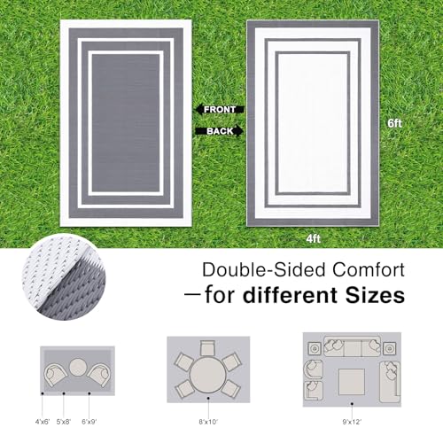 Outdoor Rug 4x6 ft Waterproof Reversible Mat