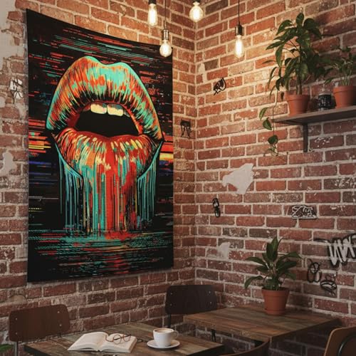 Hippie Vintage Lips Tapestry