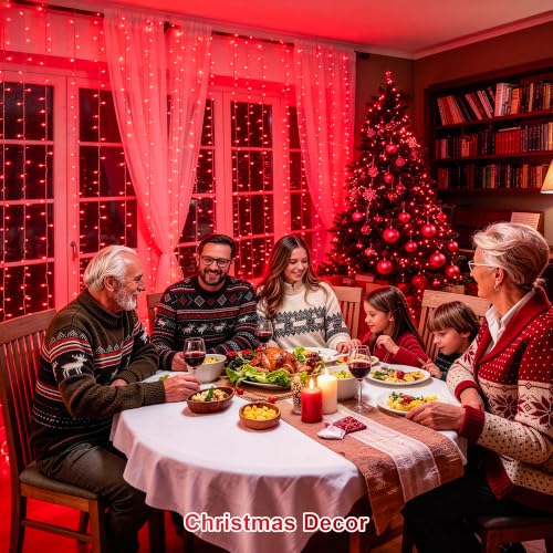 300LED Red Curtain Lights for Halloween Christmas Decor (9.8 Foot)
