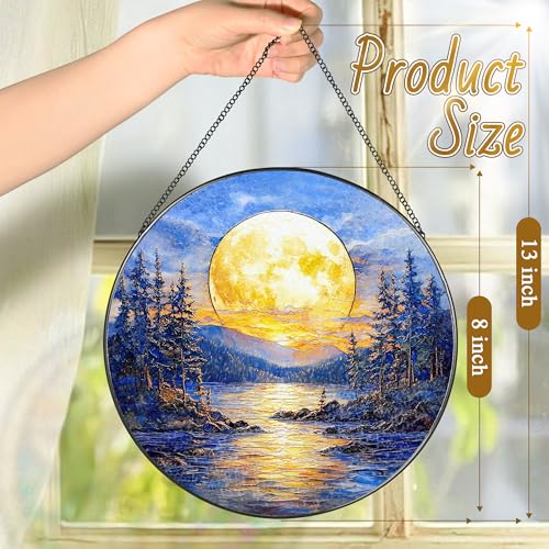 8'' Full Moon Over Forest Lake Suncatcher Ornament