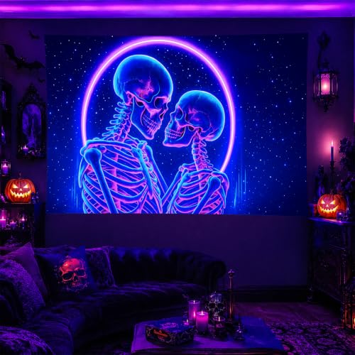Halloween Tapestry Skull Wall Art 78x59 Inch Uv Reactive Tapestry