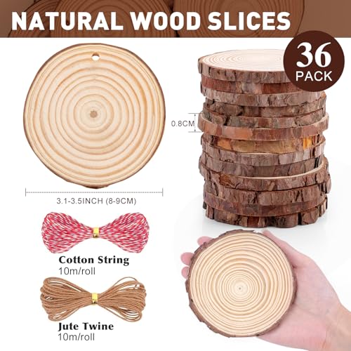 36 Pack Nature Wood Slices for Crafts (36 Count)