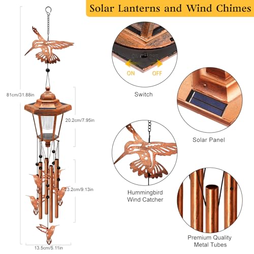 Large Solar Hummingbird Wind Chimes