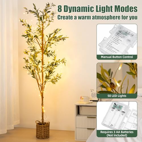 6ft Artificial Olive Tree with LED Fairy Lights