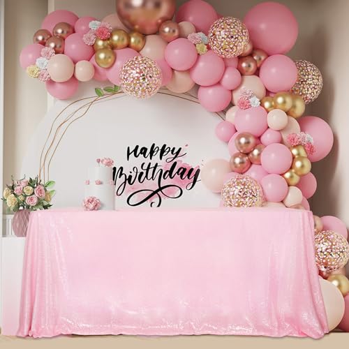 Sequin Tablecloth 60x102 Inch Pink for Birthday Wedding Party