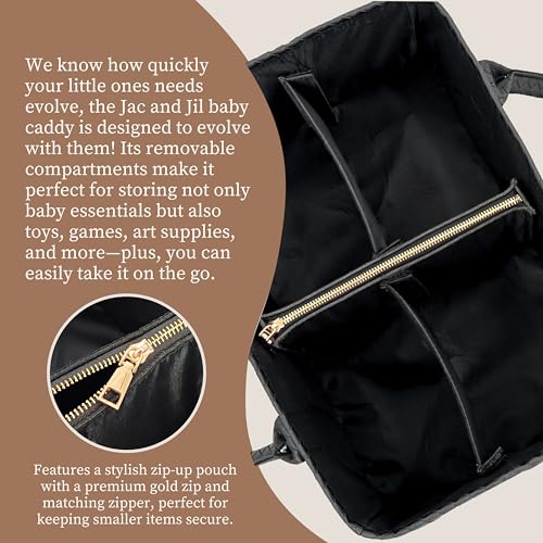 Premium Vegan Leather Baby Diaper Caddy Organizer