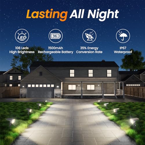 Upgraded Solar Spot Lights Outdoor IP67 Waterproof 8 Pack (8 Count)