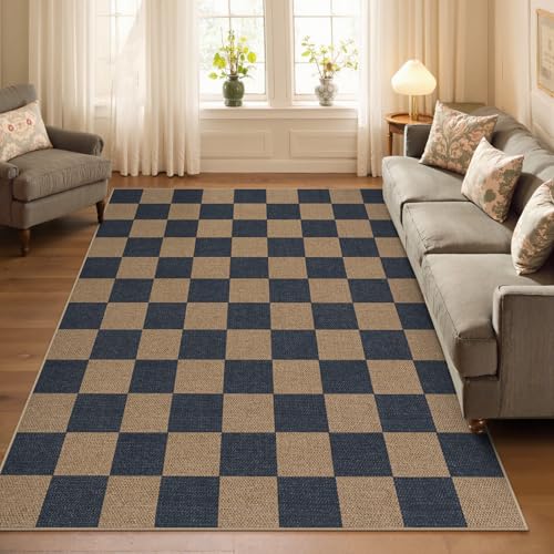 Checkered Easy Jute Living Room Rugs