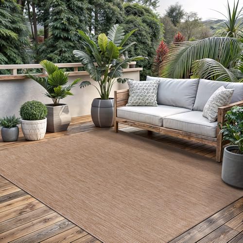 Washable Indoor Outdoor Rug 5x7 Weather Resistant Area Rugs Modern Solid Jute Rug for Porch Deck Balcony Backyard Patio Outside Carpet