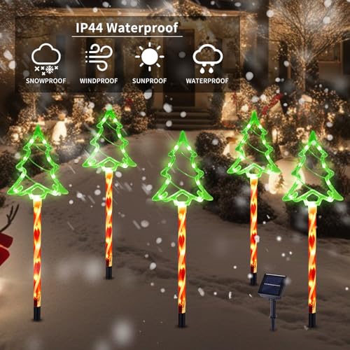 Solar Christmas Tree Pathway Lights Outdoor Decorations (10 Count)