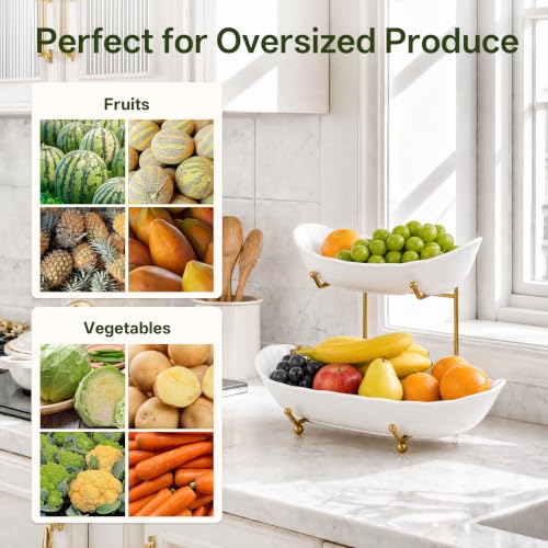 Large Tiered Fruit Bowl for Kitchen Counter