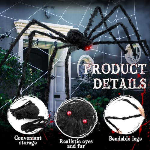 2 Pack 13 Ft 156 Giant Halloween Spider with 200" Web