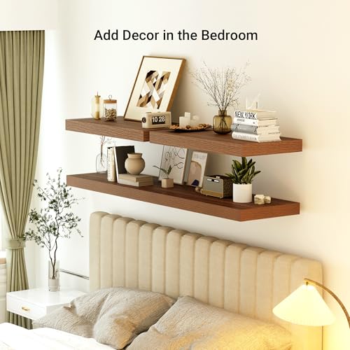 48 x 12 Deep Floating Shelves Wall Mounted Set of 1 Walnut