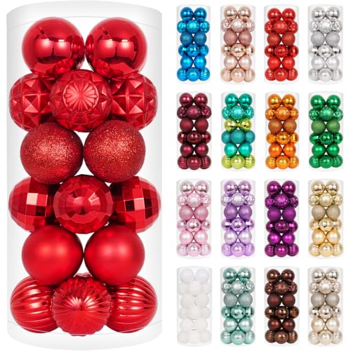 24ct Red Christmas Ornaments for Tree Decorations (34 Count)