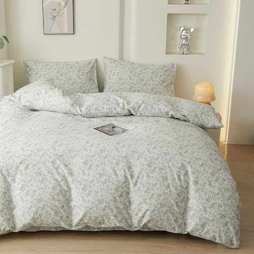 Green Floral Comforter Set Twin XL Cottagecore Botanical Bedding Set
