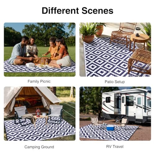 Outdoor Rug 10x14 ft Waterproof Reversible Mat (140 Sq Ft)