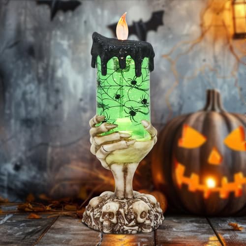 Spider Snow Globe Flameless Candle Battery Operated with Timer
