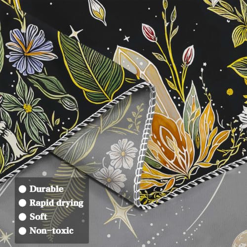 Boho Vintage Moth Luna Botanical Floral Tapestry 48 x 36 Inch