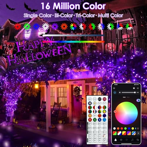 Smart Color Changing Halloween Light 264FT 800 LED Orange Purple App Remote
