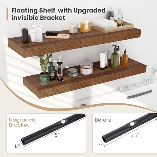 16 x 12 Deep Floating Shelves Wall Mounted Set of 2 Walnut (2 Count)