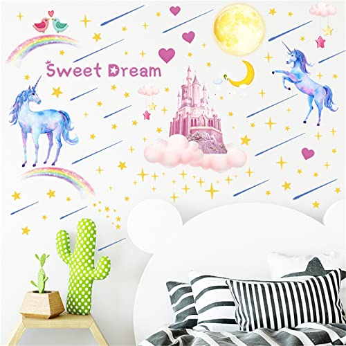 Glow in The Dark Unicorn Castle Wall Decals