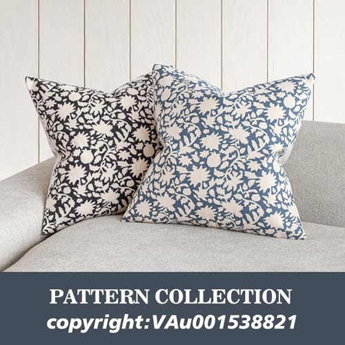 Set of 2 Decorative Neutral Floral Throw Pillow Covers Accent Farmhouse Cushion Covers Boho Vintage Pillowcase for Couch Sofa Bedroom Living Room Home Decor (2 Count)