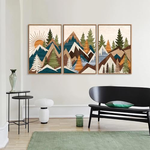 Large Mountain Framed Canvas Wall Art (3 Count)