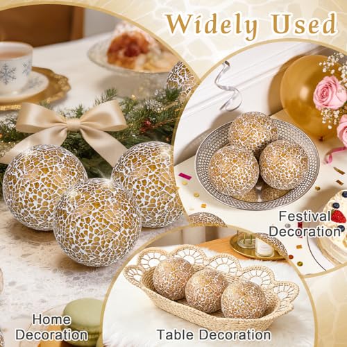 3 Pcs Mosaic Glass Orbs Decorative Balls (3 Count)