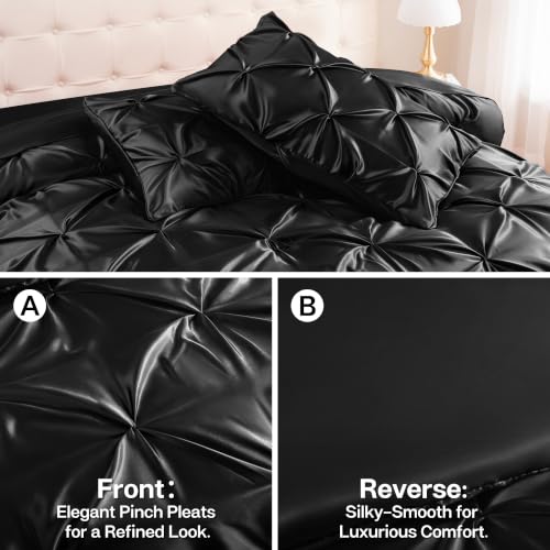Satin Twin Comforter Set Black