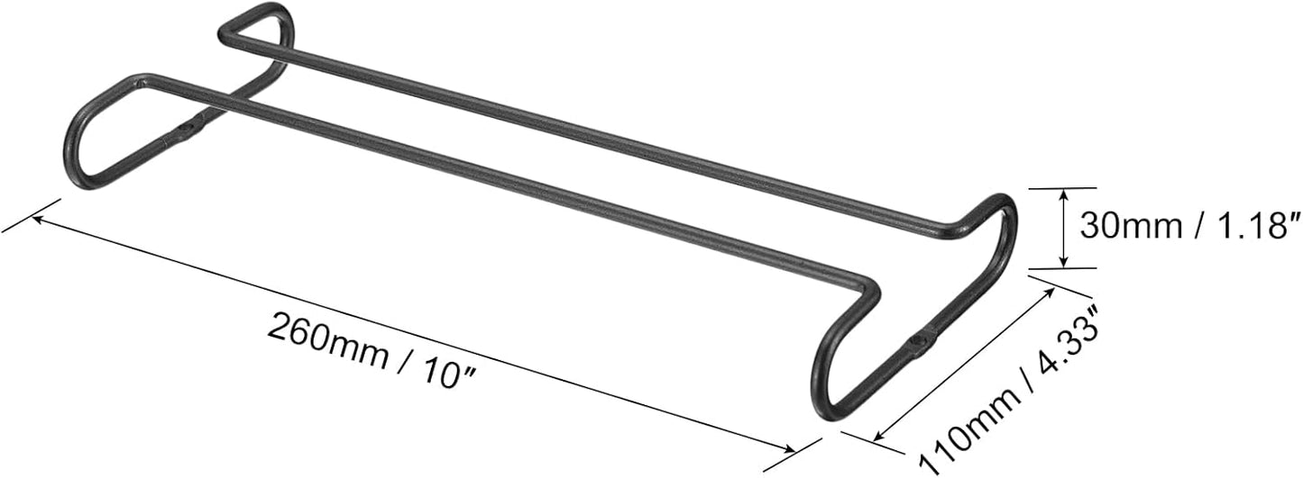 UXcell Under Cabinet Wine Glass Rack, 4-Piece Stainless Steel Stemware Organizer, 10-Inch Hanger for 5mm Stemware, Black