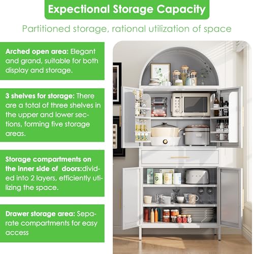 73" H Metal Arched Pantry Cabinet