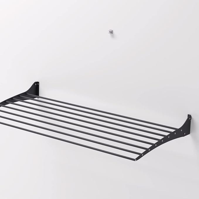 foxydry Fold, Wall Drying Rack, Vertical Drying Rack for Indoor and Outdoor Aluminium and Steel (Black, 82 cm / 32.3 in)