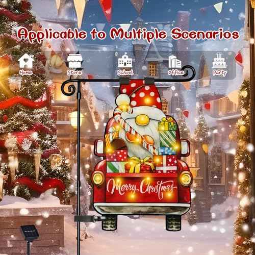 28x40 Solar Christmas Dwarf Garden Flag