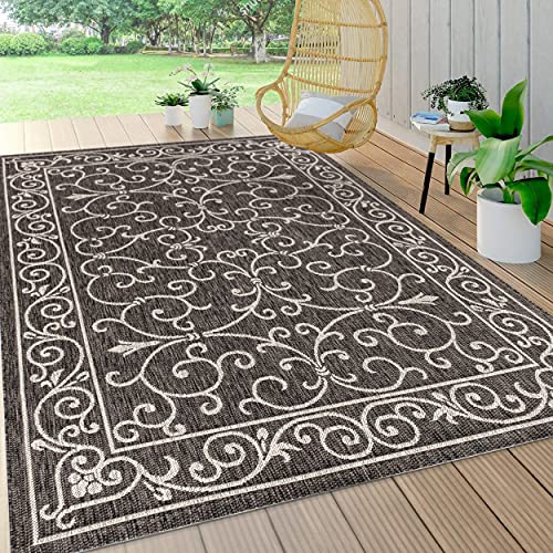 Vintage Filigree Indoor Outdoor Area Rug 3X5 Black