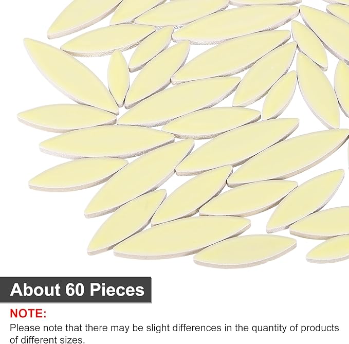 uxcell Ceramic Mosaic Tile, About 200g Teardrop Leaf Tile Mosaic Block for Handicrafts Artwork, Lemon Yellow
