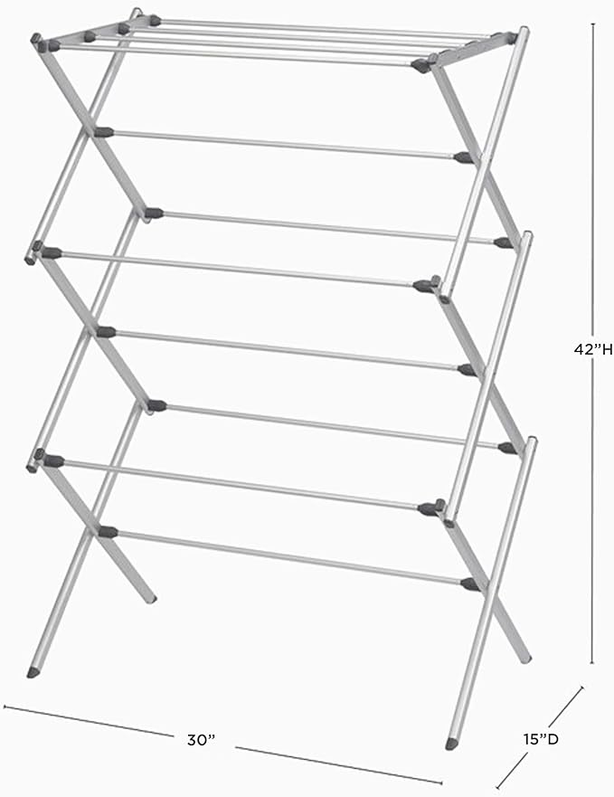 Laundry 360 Foldable Clothes Drying Rack, Compact, Space Saver, Easy Storage, Aluminum, Silver