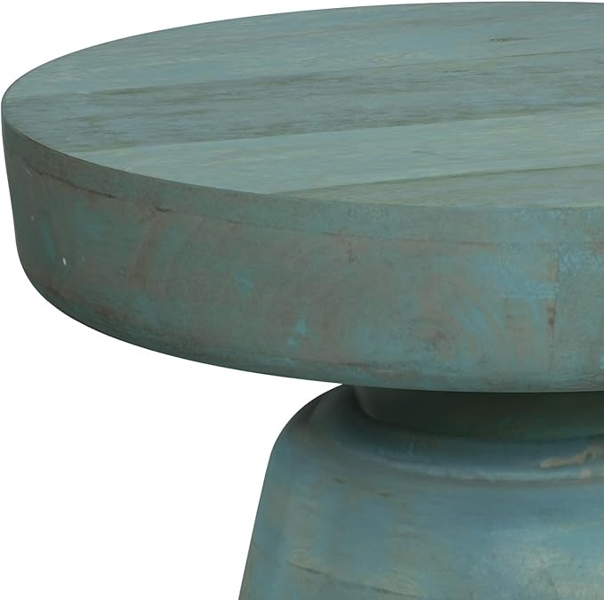 SIMPLIHOME Robbie Accent Table - 16 inch Wide Solid Mango Wood End Table in Teal Wash, Boho Contemporary Rustic Side Table for Living Room or Bedroom with Multipurpose Function, Assembled