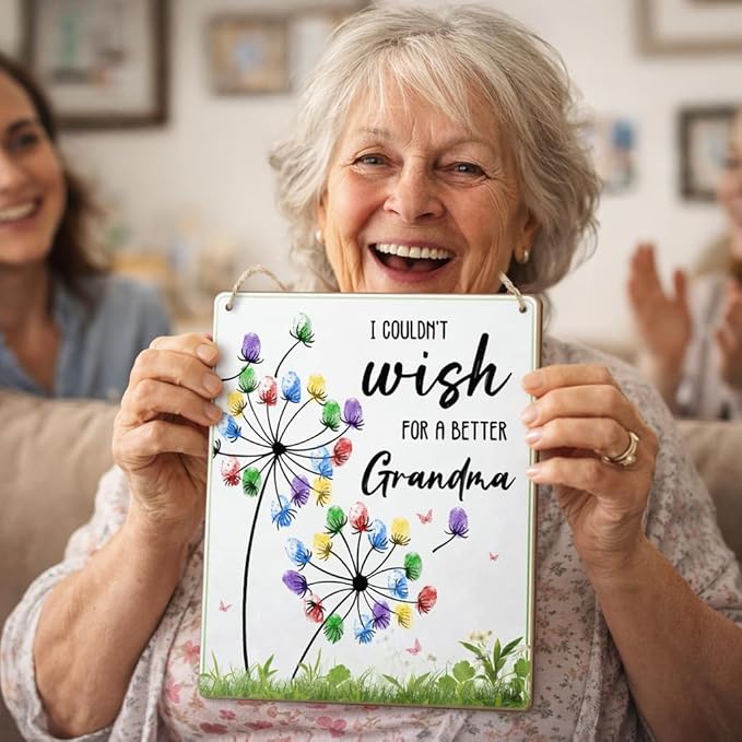 Dandelion DIY Custom Mothers Day Gift For Grandma Fingerprint Sign, Finger Prints Grandma Craft for Baby, First Mothers Day For Grandma, Memory Keepsake Kids Activity PreK Preschool (Wish Grandma) -26