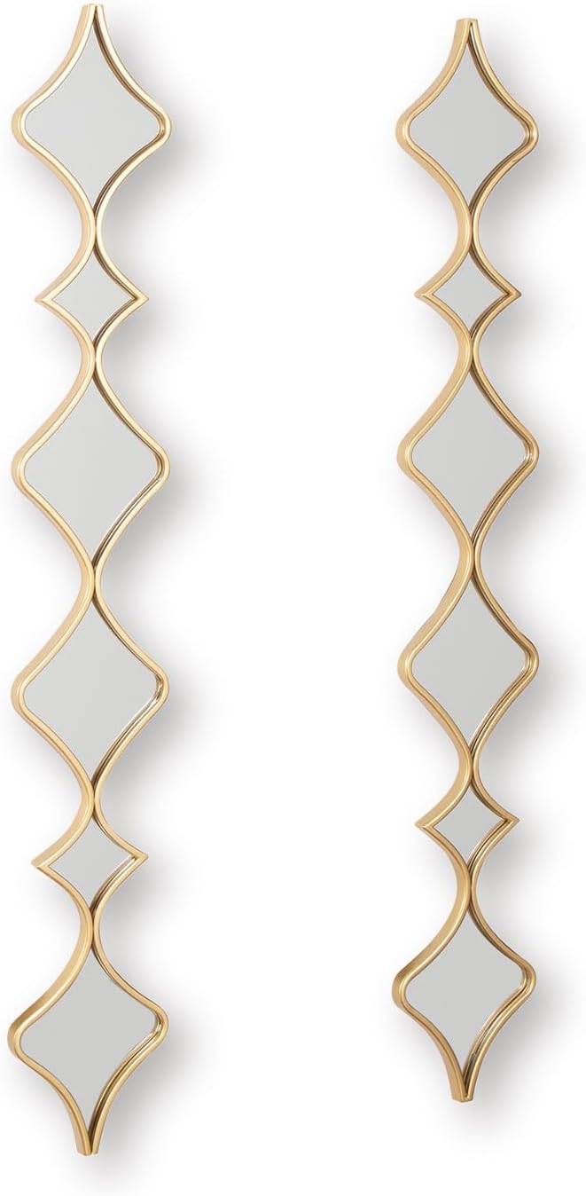 Signature Design by Ashley Harriswood Art Deco Wall Mounted Metal Framed Accent Mirror Set, Set of 2, Metallic