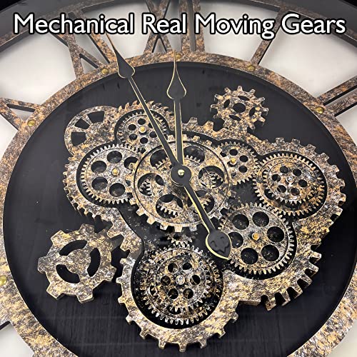 36" Extra Large Wall Clock with Moving Gears