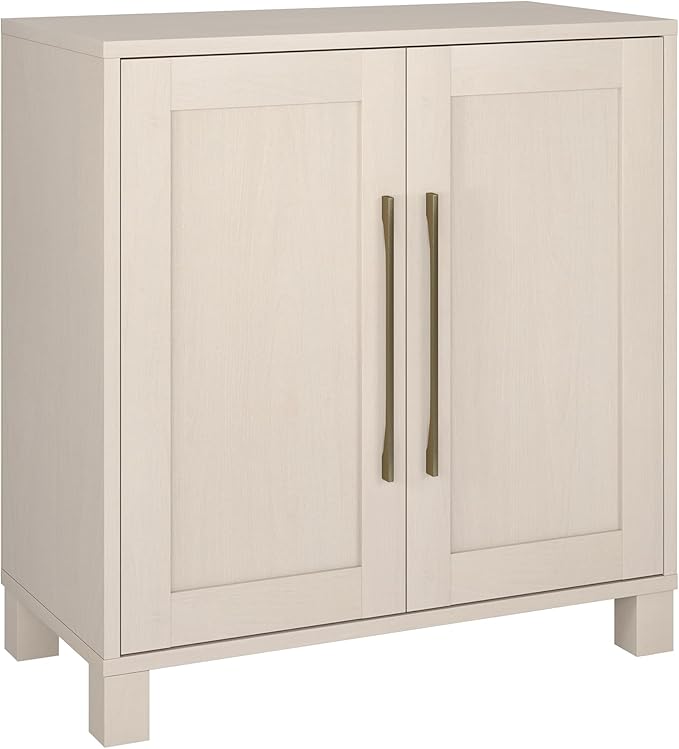 Henn&Hart 28" Wooden Accent Cabinet, Modern Sideboard Buffet Cabinet with 2 Doors and an Adjustable Shelf for Living Room, Dining Room, Bedroom or Entryway, Alder White