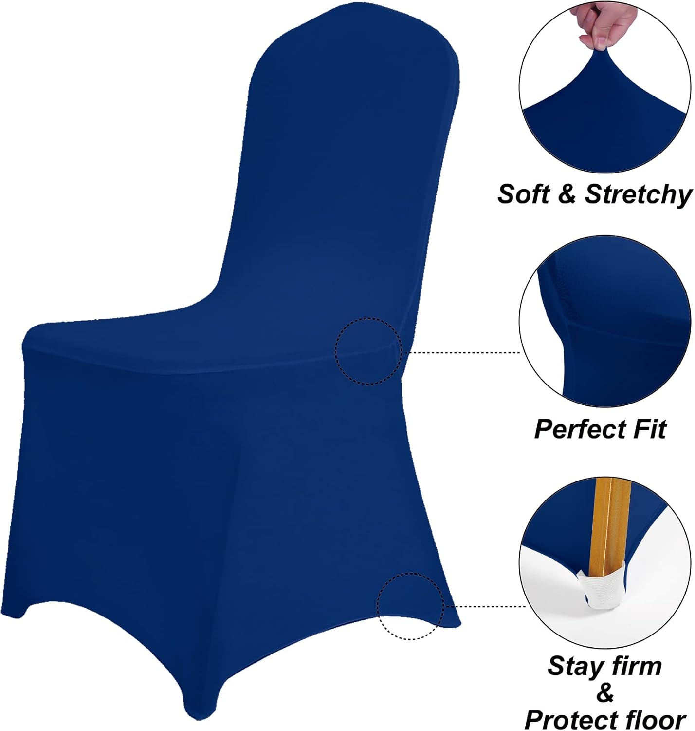 Waterproof Spandex Chair Cover 12PCS, Stretch Dining Chair Covers, Polyester Outdoor Chair Covers, Protector Stretch Chair Cover for Party Universal, Banquet, Wedding Event, Hotel(Classic Blue)