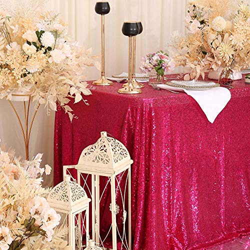 Sequin Tablecloth 60x102 Inch Hot Pink for Wedding Birthday Party