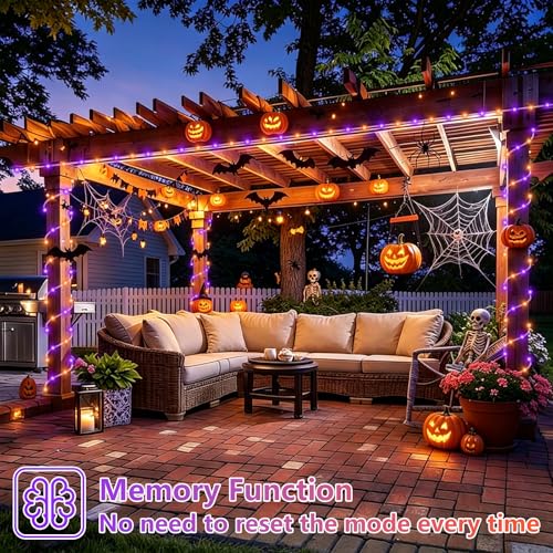 Orange and Purple Solar Halloween Lights (66 Foot)